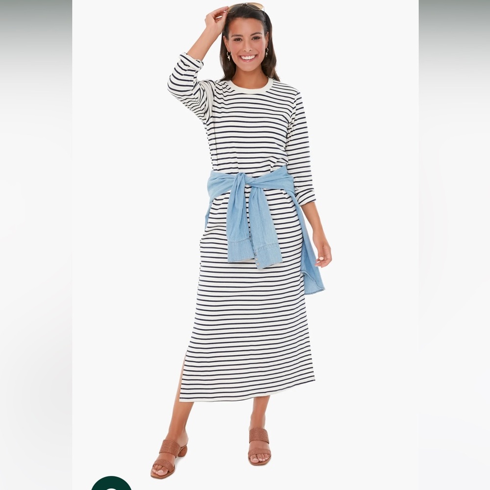 Tuckernuck Pomander Place Navy Stripe Gio Maxi Dress Size Small GUC
